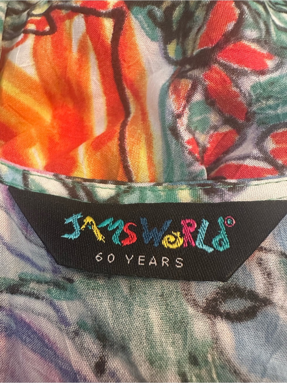Jams World Multicolor Floral Print Top - Bright Orange, Red, Blue, Green - Picture 4 of 7